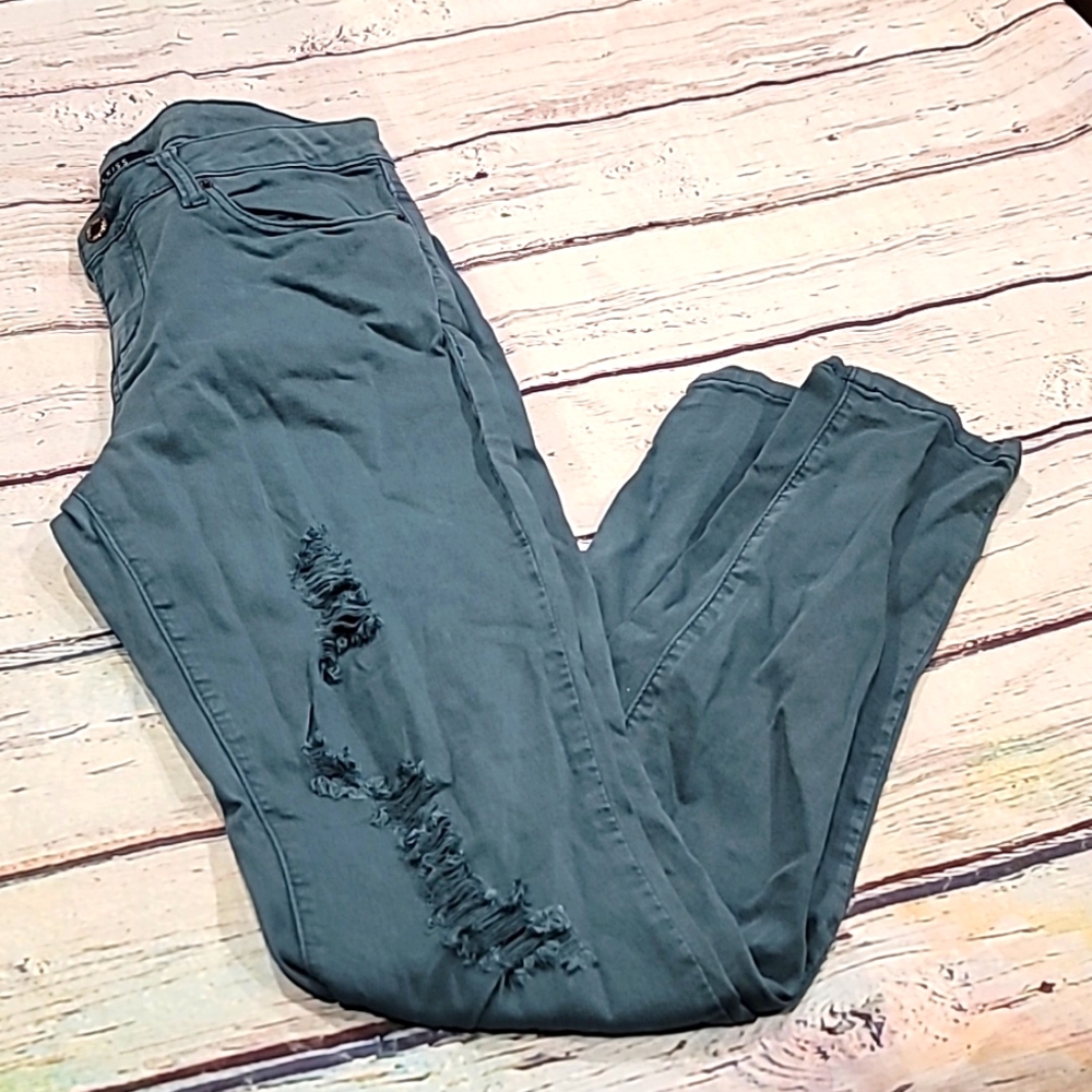 Blue green skinny jeans